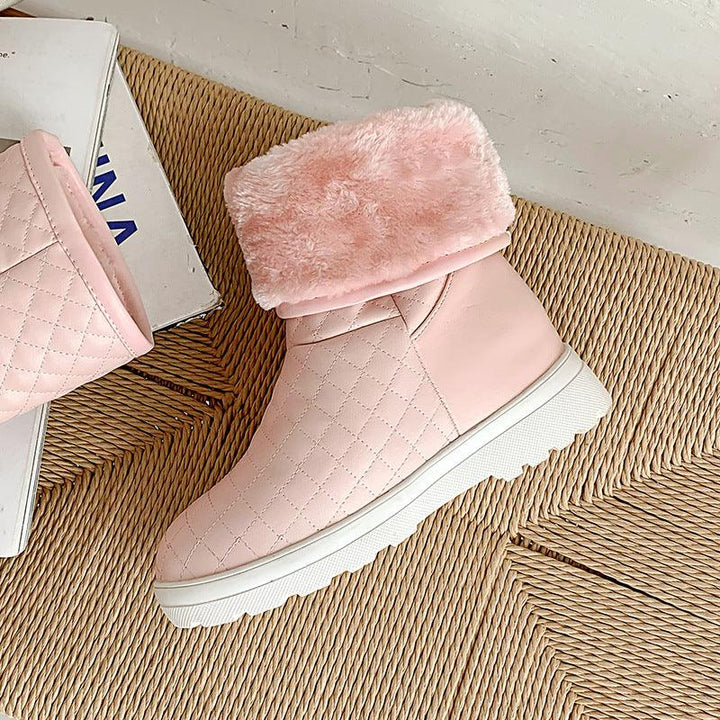 College Style Women's Shoes Size 33-50 Warm Mid-Tube Snow Boots - Trendha