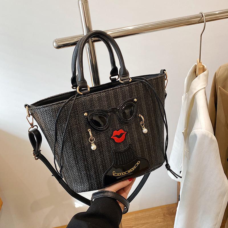 Fashion Cartoon Straw Shoulder Messenger Bag - Trendha