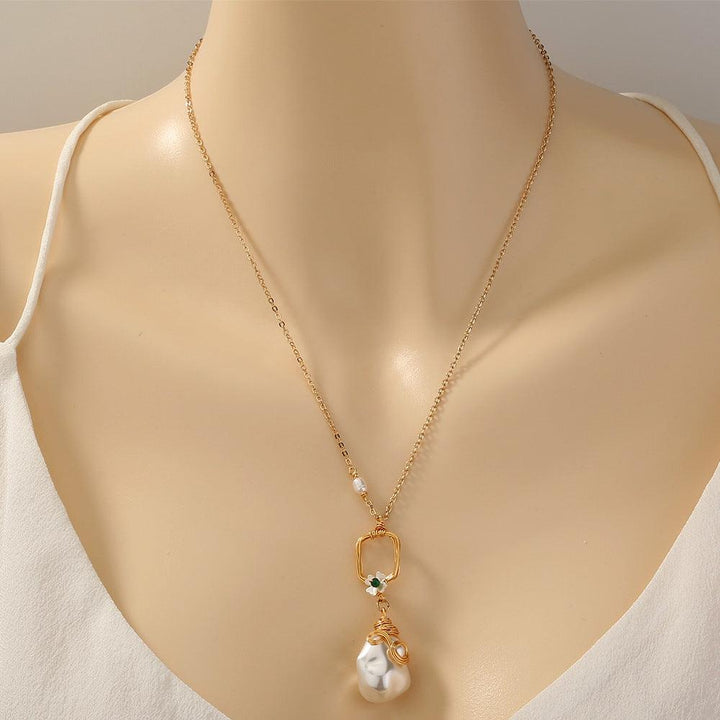 Fashion Women's Pearl Earrings Pendant Necklace - Trendha