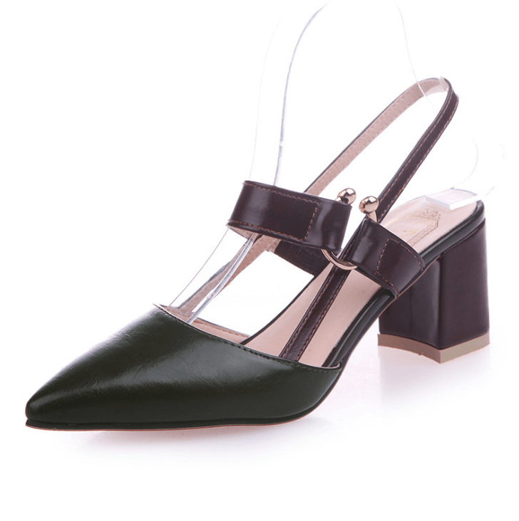 2021 new hollow coarse sandals high-heeled shallow mouth pointed baotou shoes work shoes women Female sexy high heels B1284 - Trendha