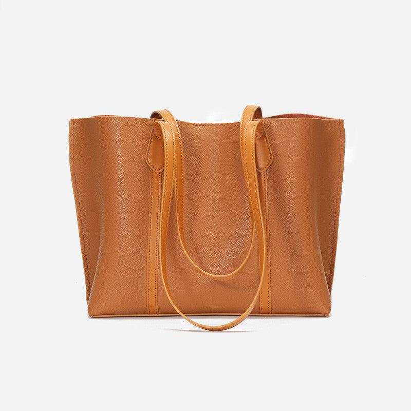 Large capacity cowhide shoulder bag - Trendha