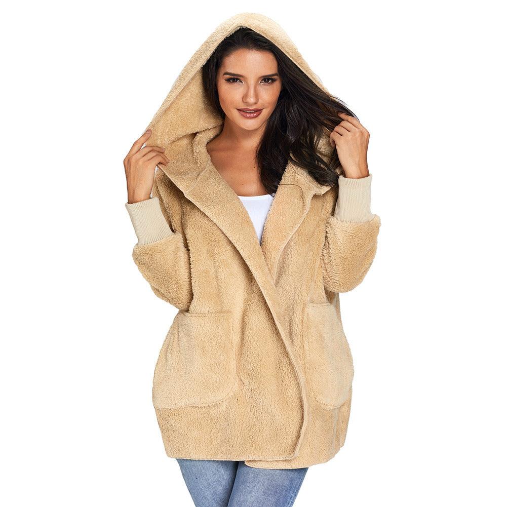 Women's Winter New Solid Color Cardigan Plush Jacket - Trendha
