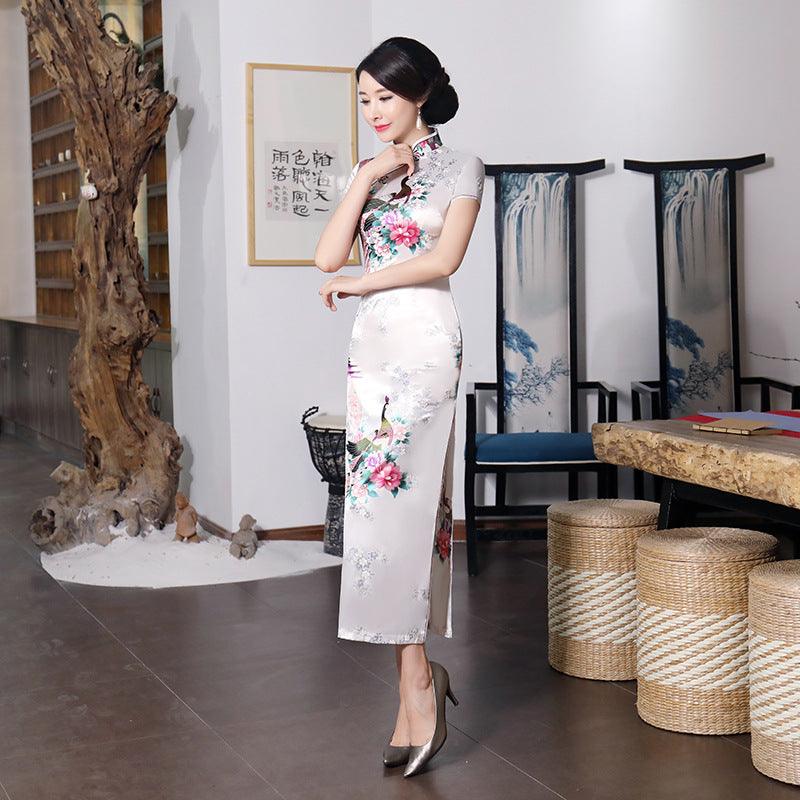 Chinese style spring and summer improved cheongsam dress long - Trendha
