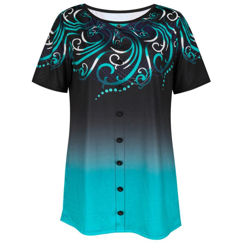 Short-sleeved gradient casual T-shirt