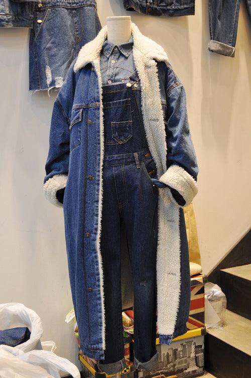 Lamb Wool Thick Denim Jacket Women Mid-length Plus Cashmere - Trendha