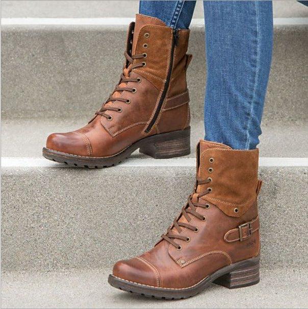 Martin boots with belt buckle - Trendha