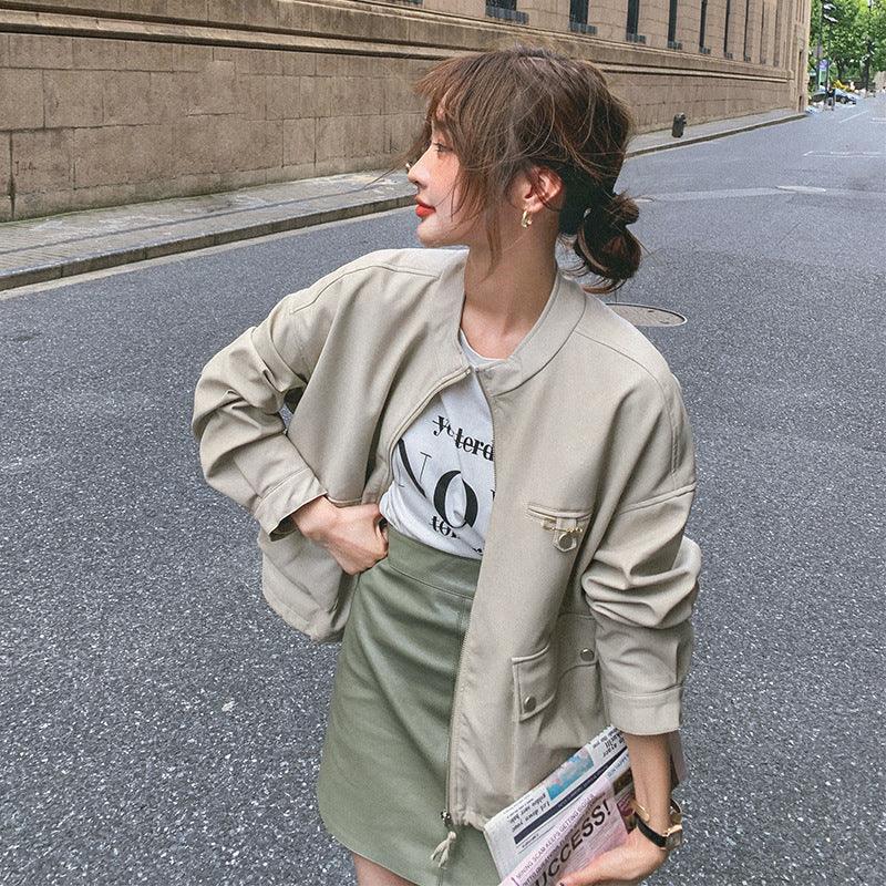 Classic Retro Autumn Coat Lazy Wind Pu Motorcycle Leather Jacket - Trendha