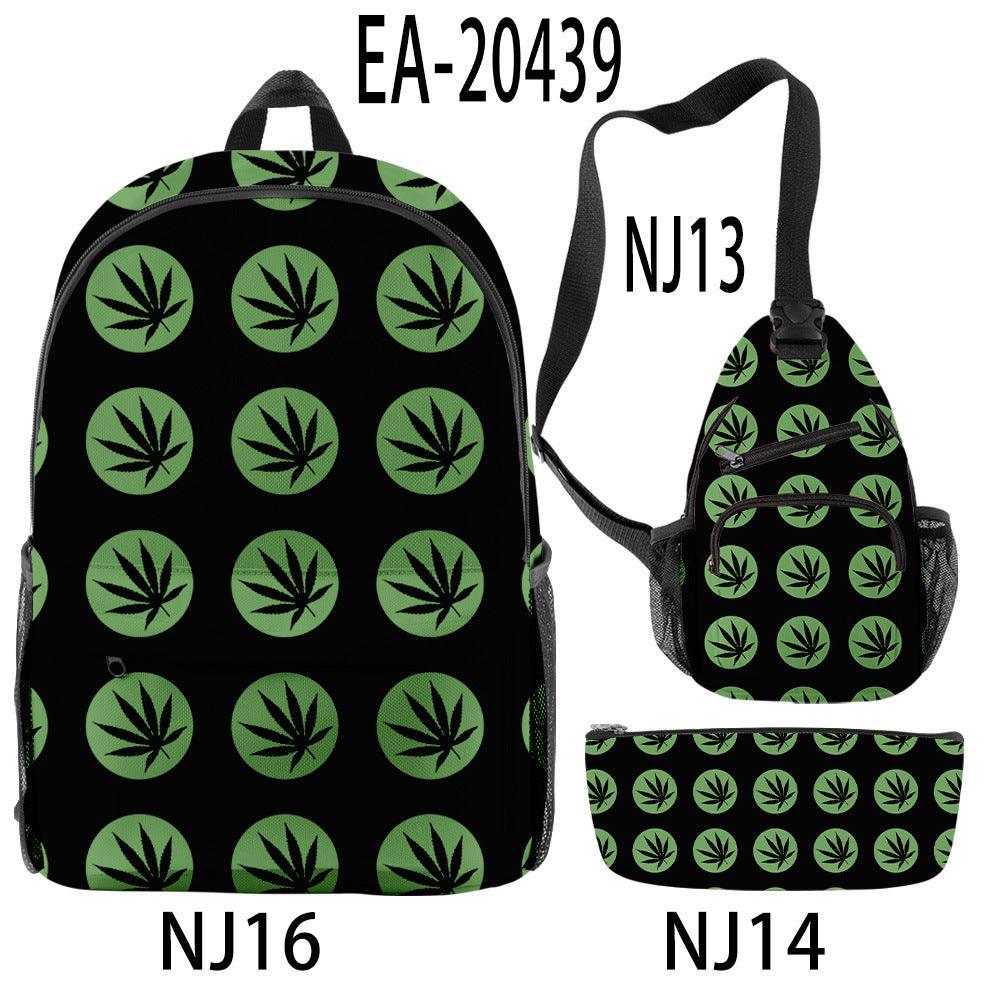 New Hemp Leaf Surrounding 3d Digital Backpack Pen Bag Shoulder - Trendha