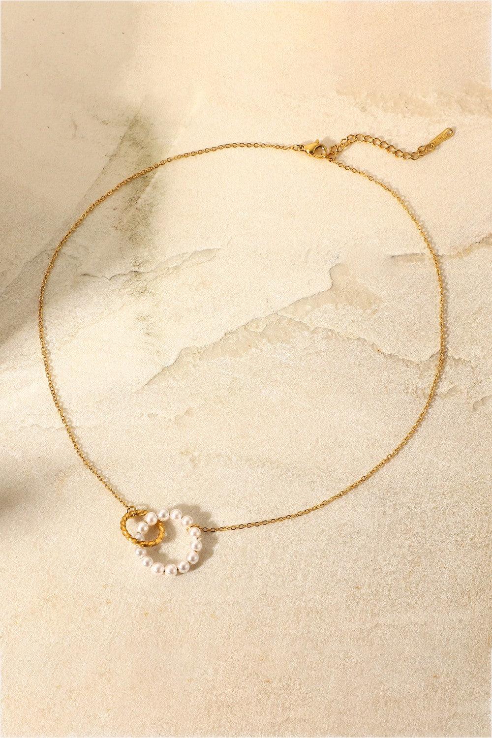 Pearl Hoop Link Pendant Necklace - Trendha