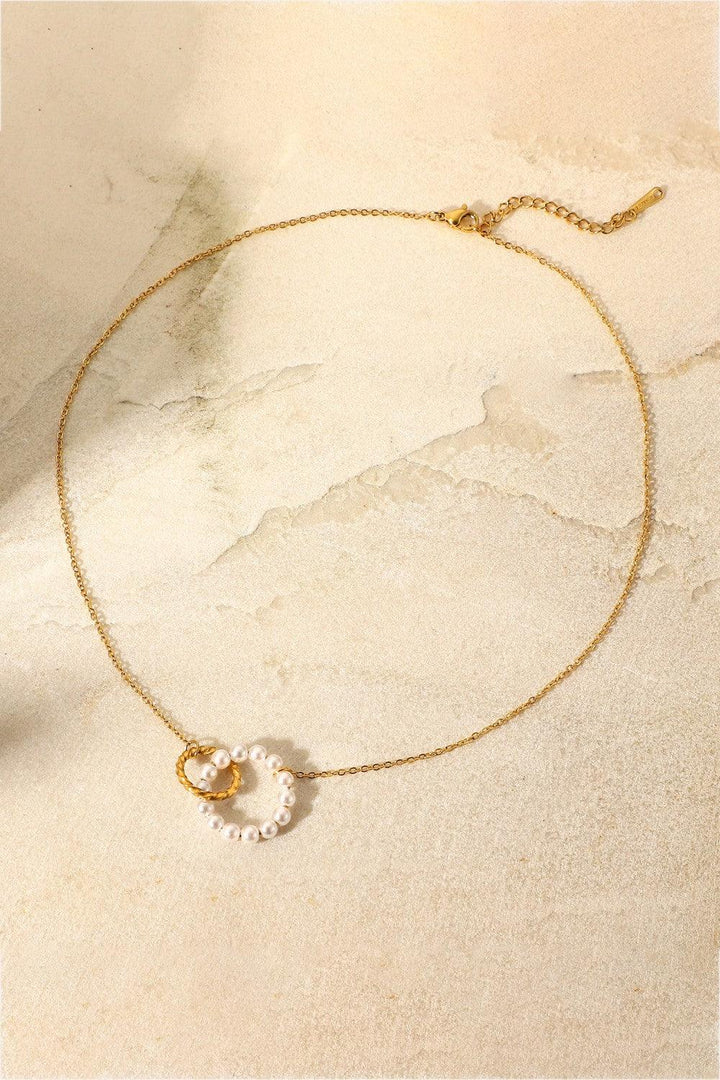 Pearl Hoop Link Pendant Necklace - Trendha