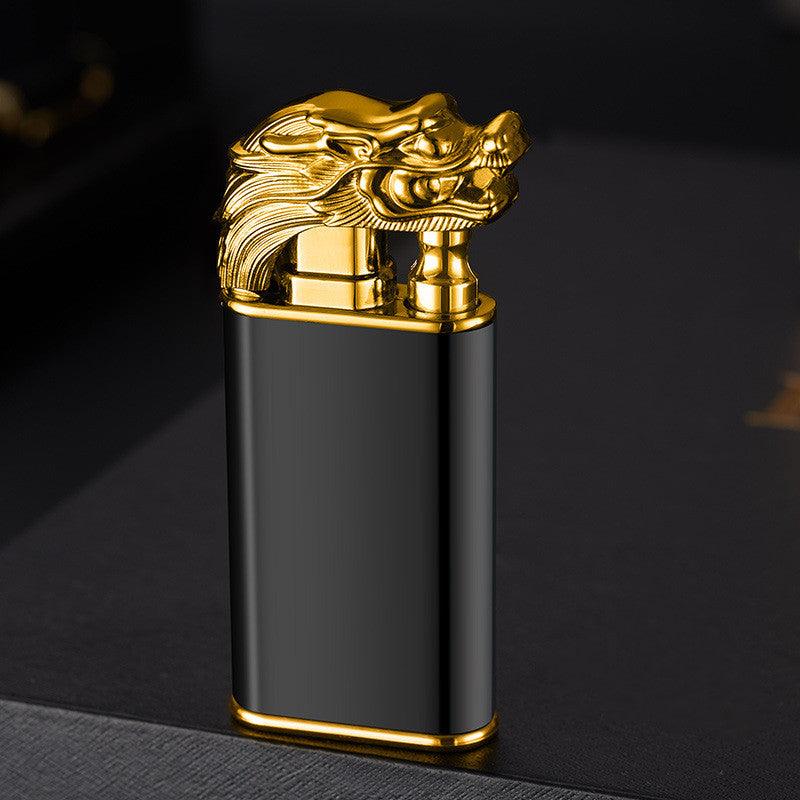 Creative Blue Flame Lighter Dolphin Dragon Tiger Double Fire Metal Winproof Lighter Inflatable Lighter - Trendha