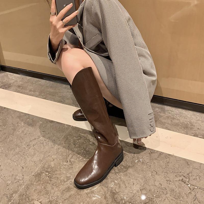 Casual Flat Retro High-top Knight Boots - Trendha