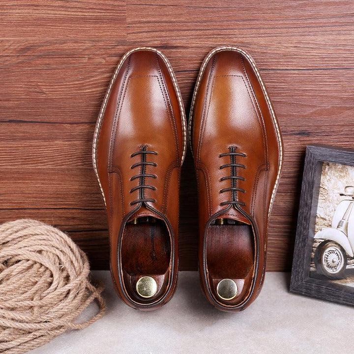 Men's Top Layer Leather Retro Trendy Shoes - Trendha