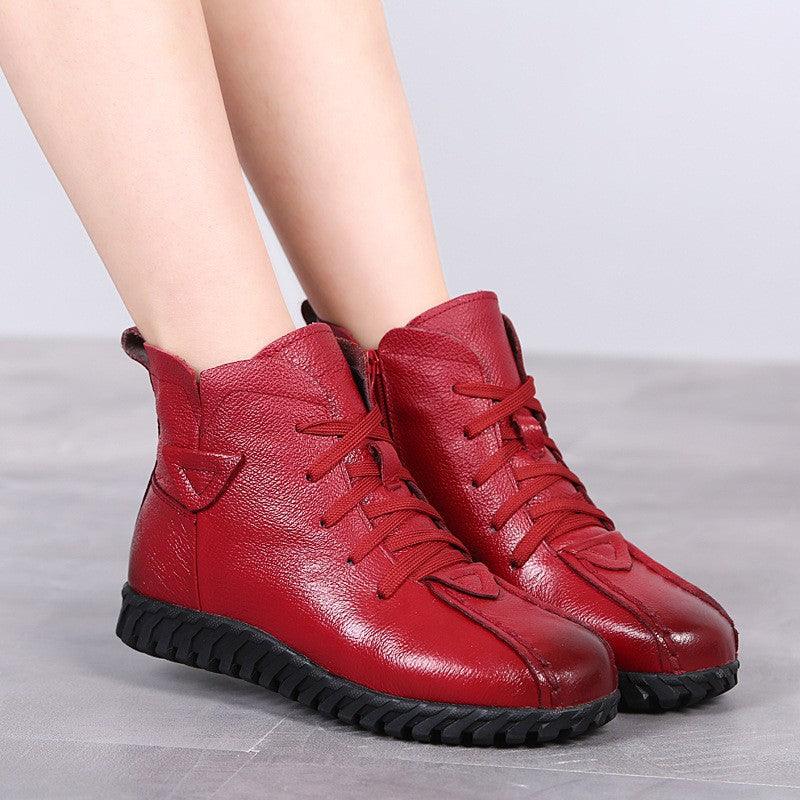 Leather wool booties - Trendha