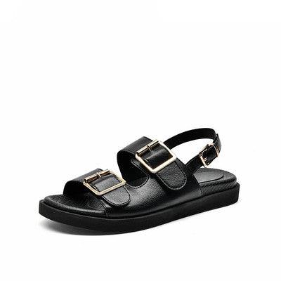 Beautoday 2021 New Thick Soled Sandals Women's Summer Roman Sandals Women's Shoes Soft Soled Leather Flat Sandals - Trendha