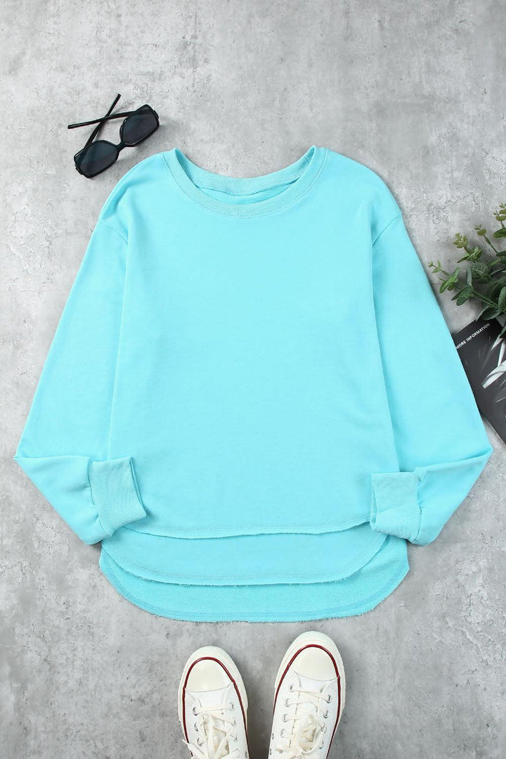 Side Slit Drop Shoulder Sweatshirt - Trendha