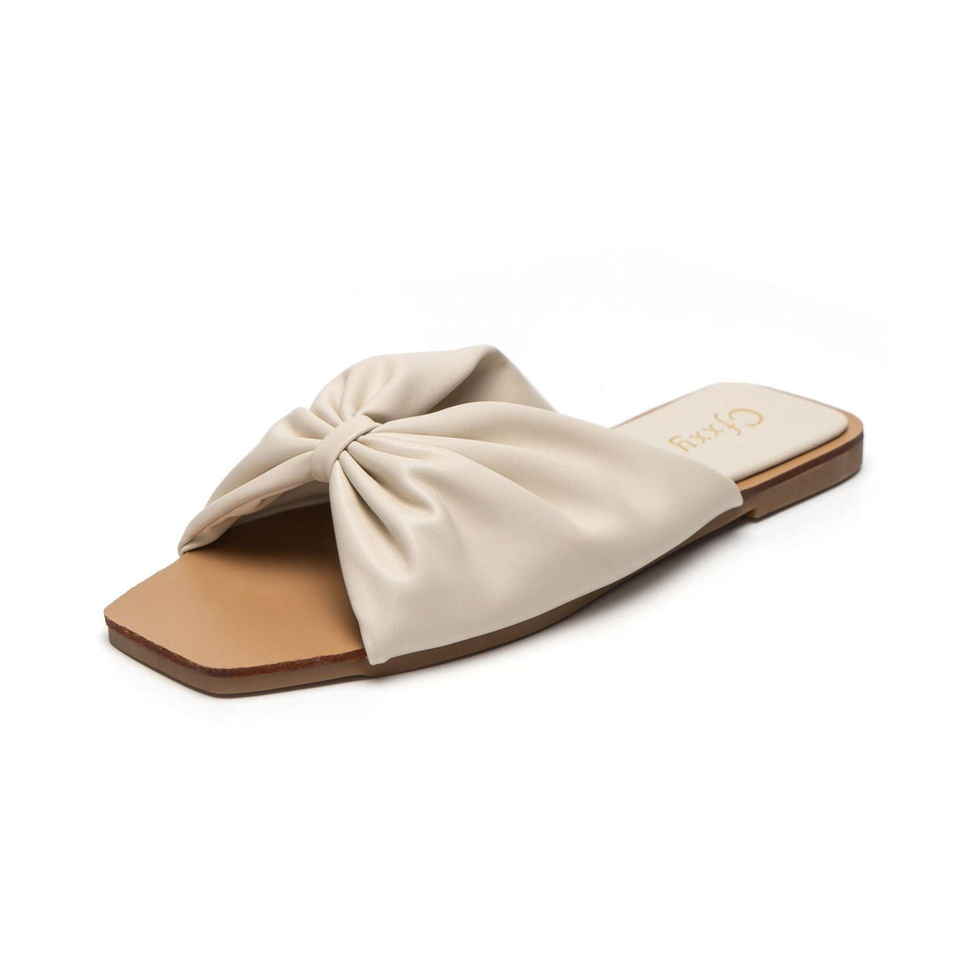 Bowknot Sandals And Slippers Women's Square Head Flat-bottomed Women's Slippers - Trendha