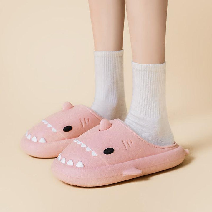 Winter Soft Bottom Household Couple Eva Hair Cartoon Shark Cotton Slippers - Trendha