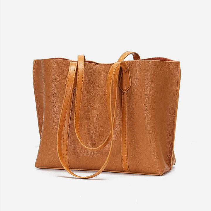 Large capacity cowhide shoulder bag - Trendha