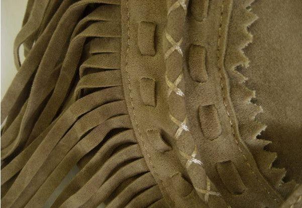 Suede fringe diagonal across package - Trendha