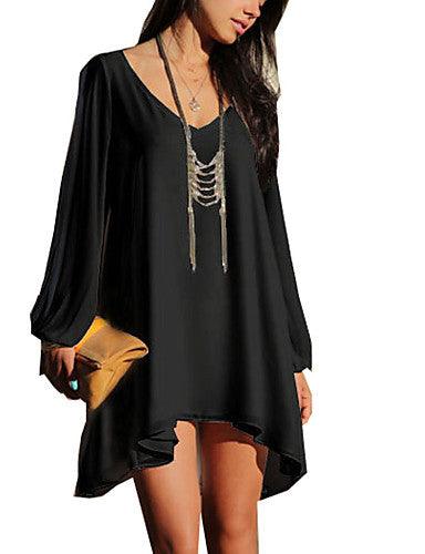 V-neck chiffon loose A-line dress fashion women's clothing - Trendha