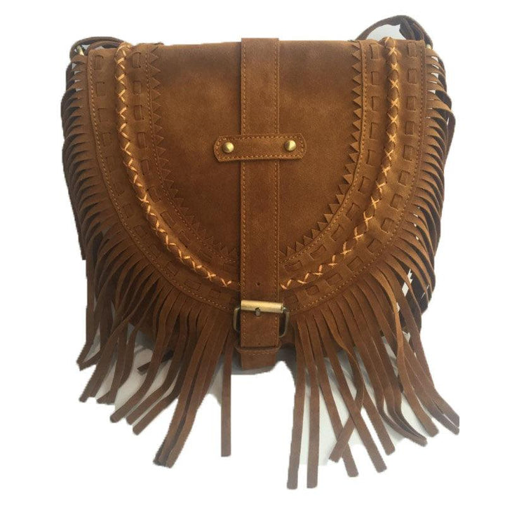 Suede fringe diagonal across package - Trendha