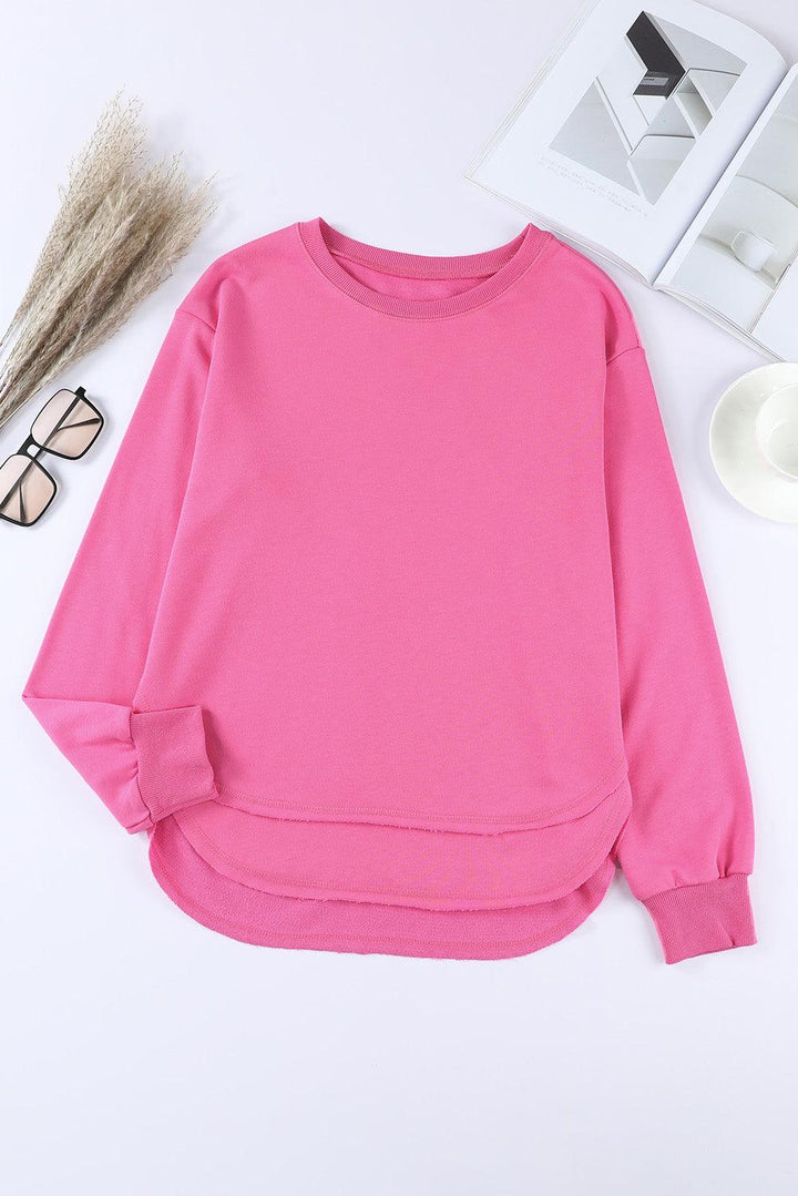Side Slit Drop Shoulder Sweatshirt - Trendha