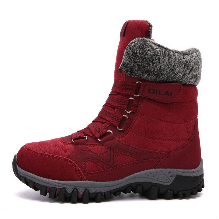 Autumn and winter outdoor snow boots female ski boots Travel boots hiking shoes in the tube warm and velvet cotton shoes - Trendha