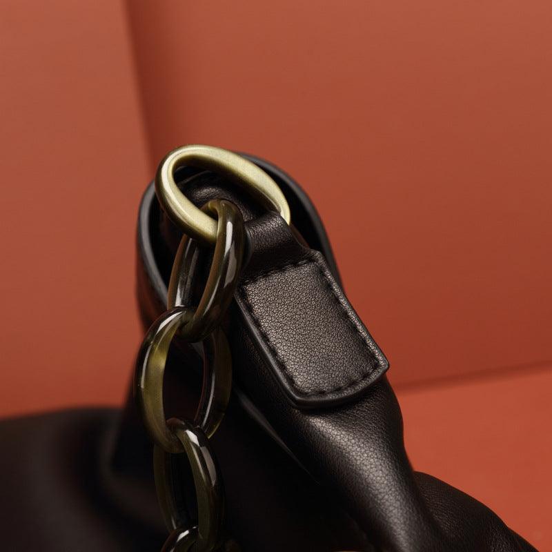 Real leather black flip shoulder bag - Trendha