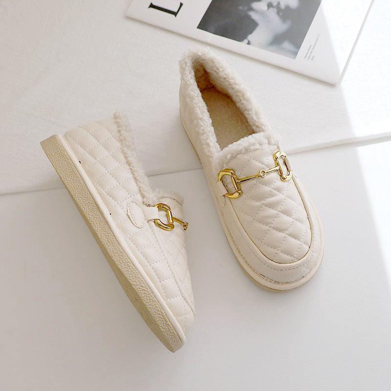 Plush-Lined Quilted Slip-On Shoes