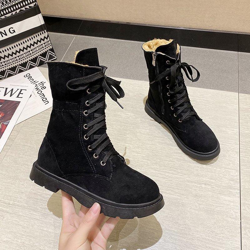 Female British Retro Student's Thick Boots - Trendha