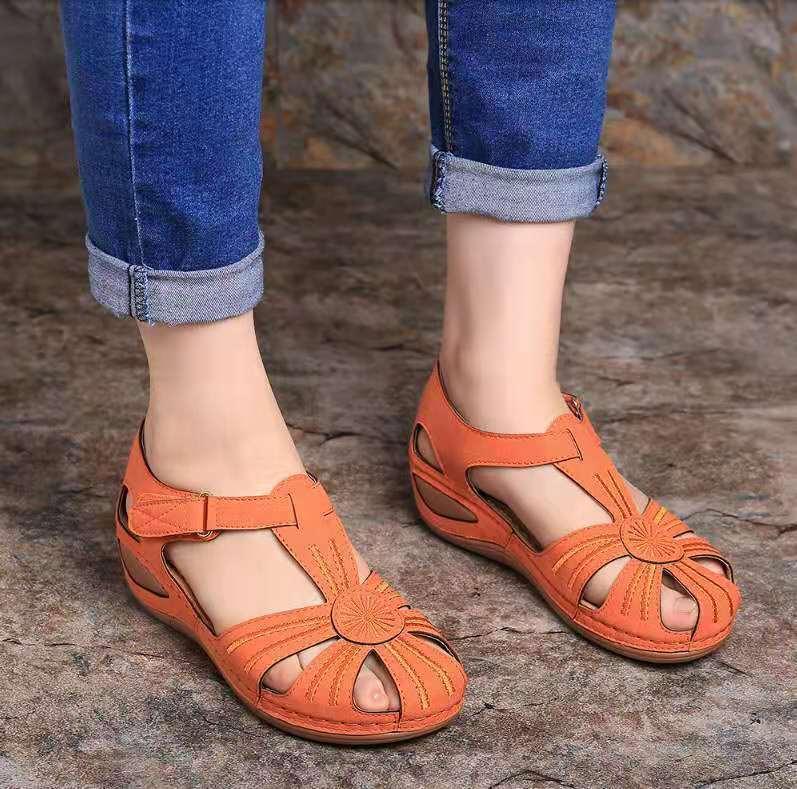 Thick-Soled Velcro Women's Hollow Sandals - Trendha
