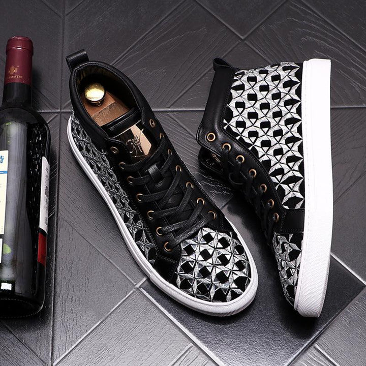 Men's Martin Boots Fashion Personality Embroidered High-top Sneakers - Trendha