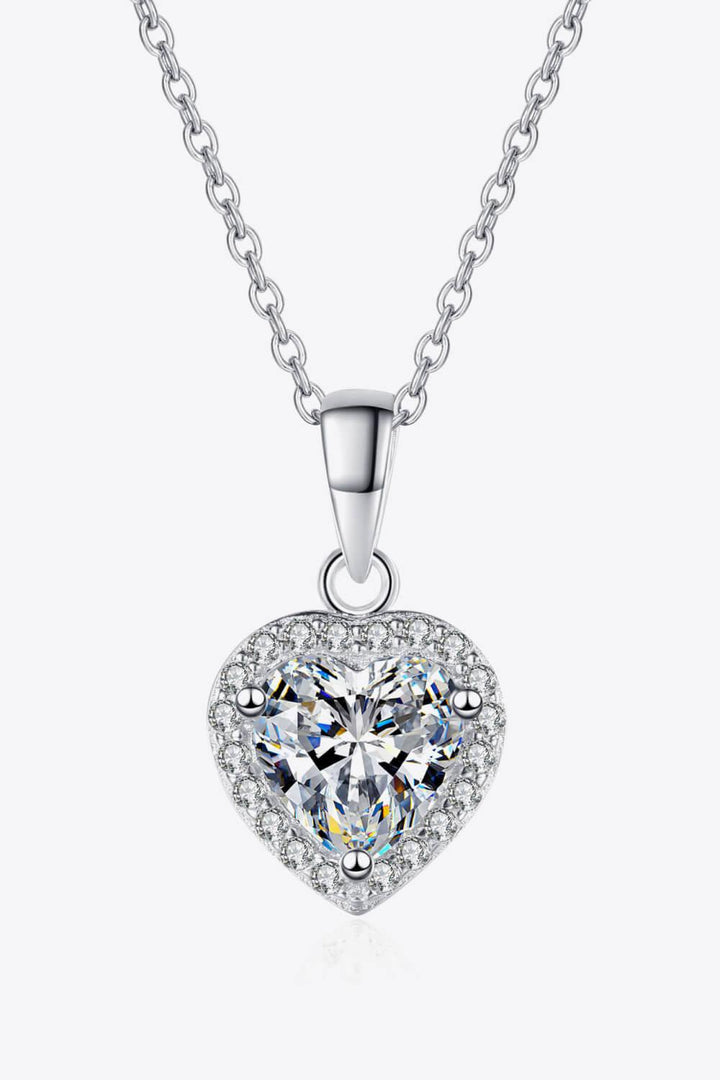 1 Carat Moissanite Heart Pendant Chain Necklace - Trendha