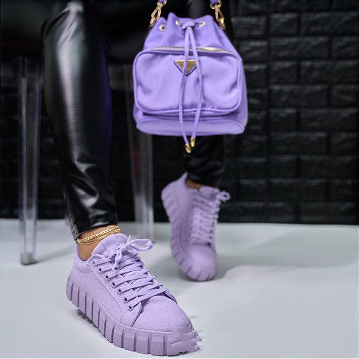 Casual Sports Lace-up Canvas Women's Shoes With Platform - Trendha