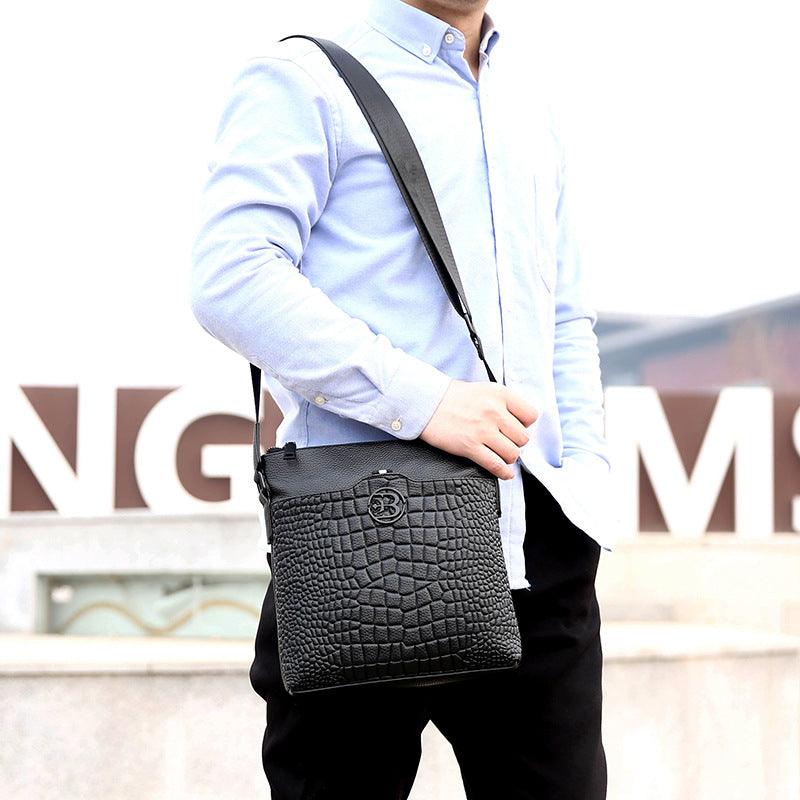 Men's One-shoulder Top Layer Leather Crossbody Bag - Trendha