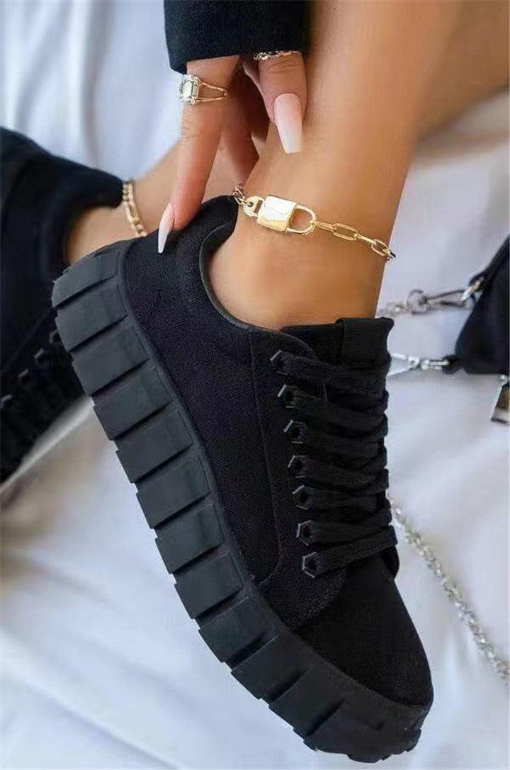 Casual Sports Lace-up Canvas Women's Shoes With Platform - Trendha