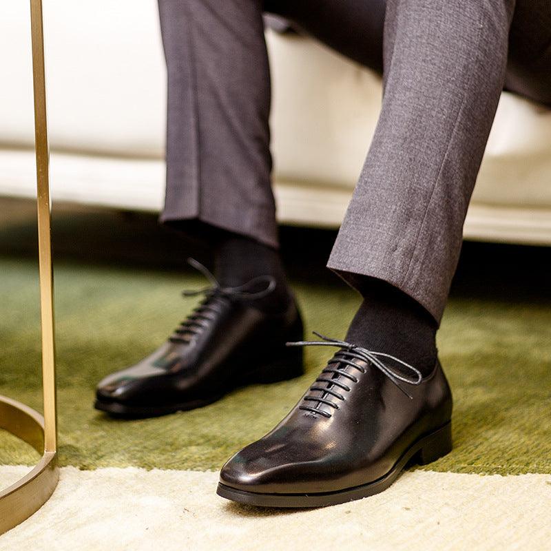 Formal Business Leather Shoes Men's Leather Black Pointed Toe Oxford - Trendha