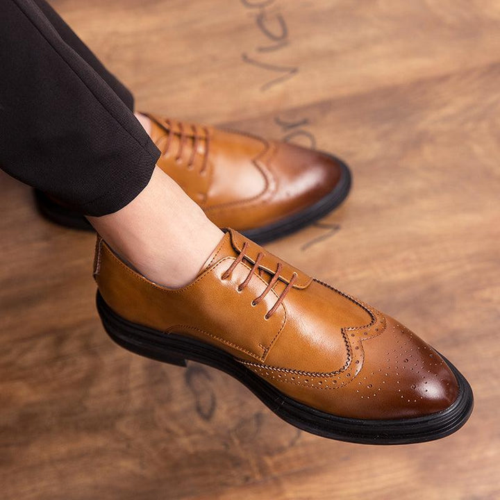 Men's Small Leather Shoes Business Suits British Bullock White Men's Shoes - Trendha