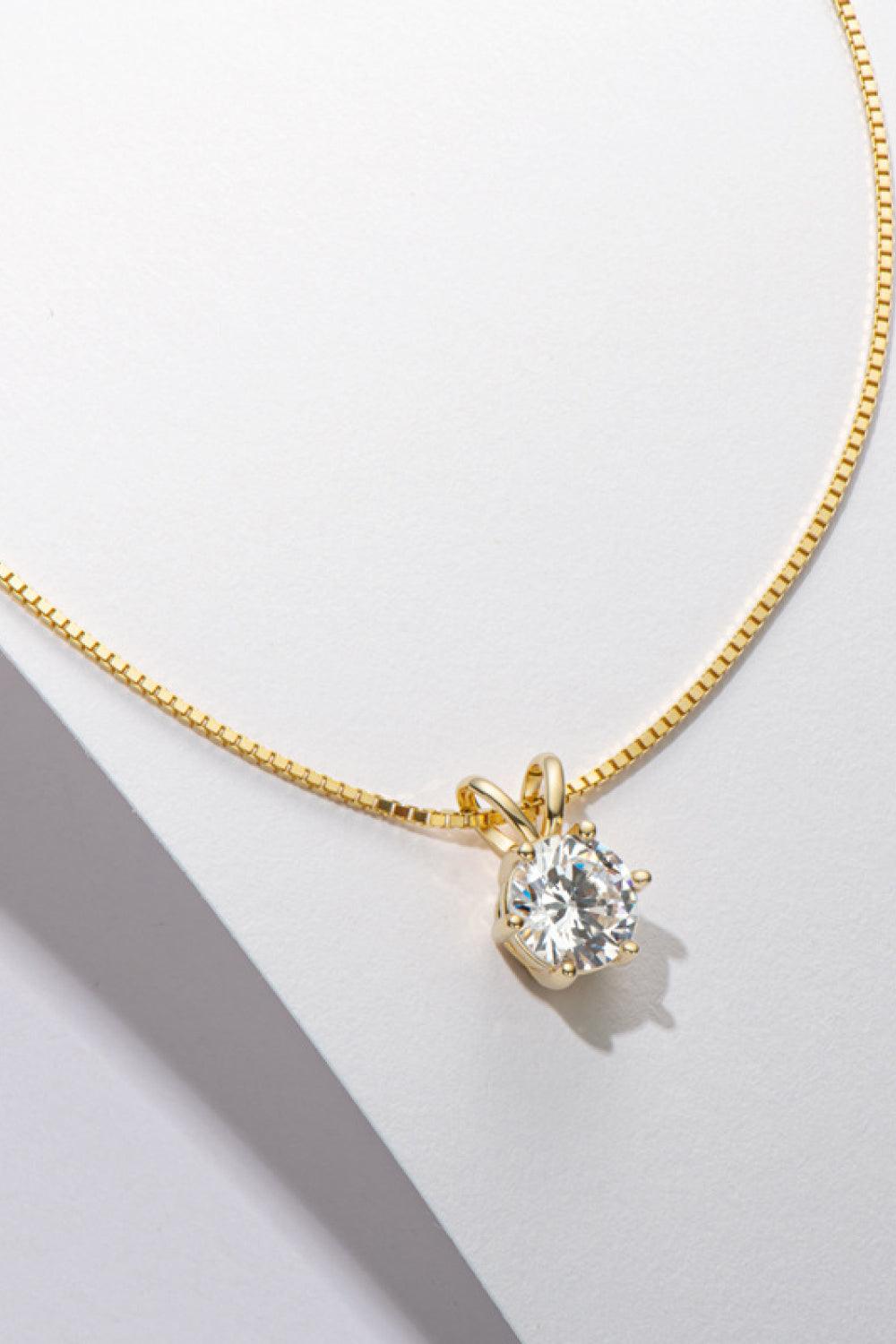 925 Sterling Silver 1 Carat Moissanite Pendant Necklace - Trendha
