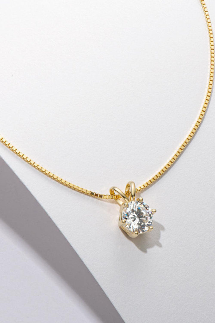925 Sterling Silver 1 Carat Moissanite Pendant Necklace - Trendha