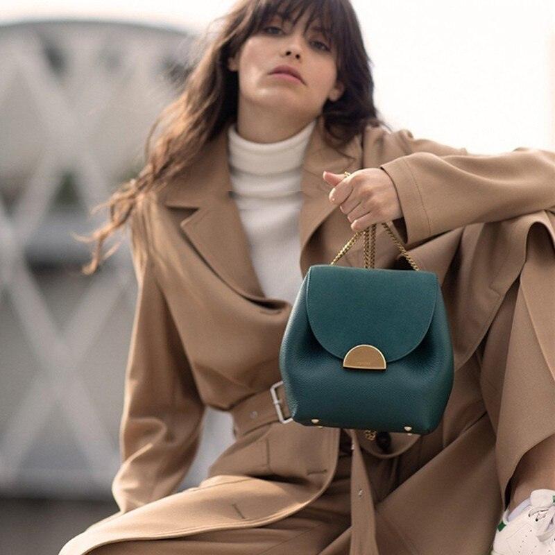 French Niche Design Chain Shoulder Messenger Bucket Bag - Trendha