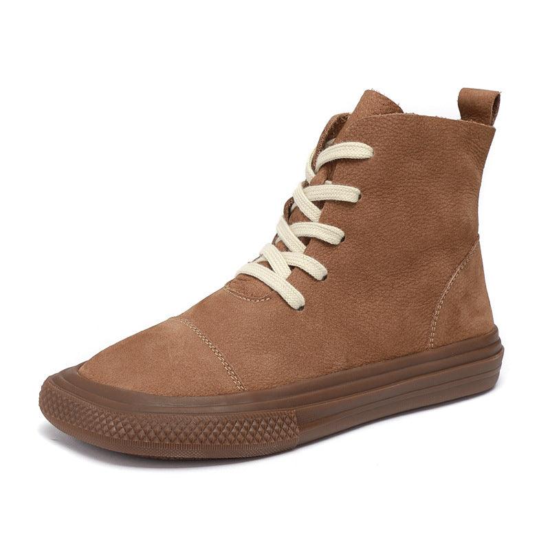 New First Layer Cowhide Casual Women's Shoes With Square Toe - Trendha