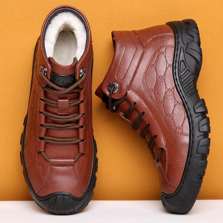 Men's Leather Warm Casual High-top Snow Boots - Trendha