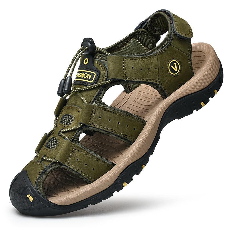 Sandals Men's Trendy Leather Toe Slippers Outdoor Sports Casual Shoes - Trendha