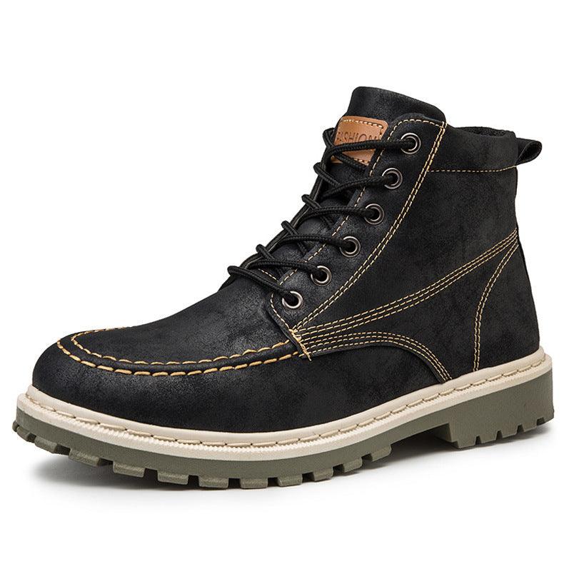 Medium Leather Boots Men's Short Boots Versatile Military Boots - Trendha