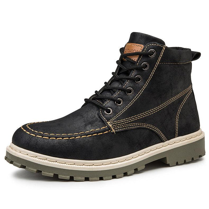Medium Leather Boots Men's Short Boots Versatile Military Boots - Trendha