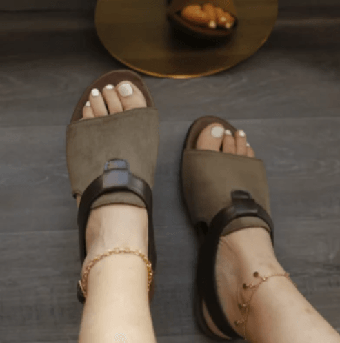 Summer Flat Round Toe Casual Buckle Female Sandals - Trendha