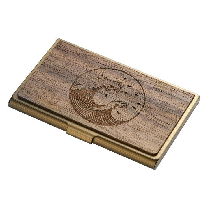 Custom Lettering Creative Stainless Steel Wooden Business Card Case - Trendha
