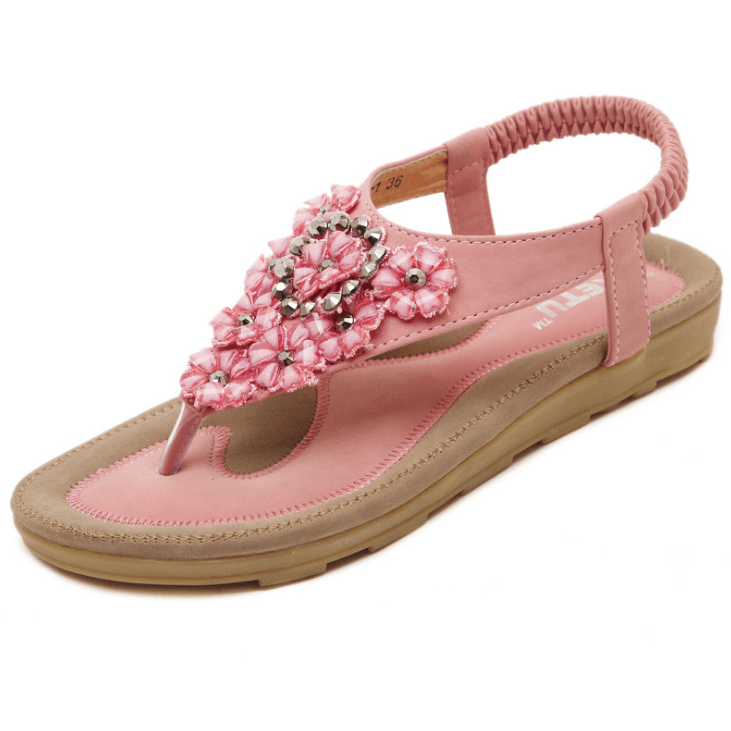 Women's Flip Flops Sandals Flat Summer Shoes Woman Plus Size Casual Sandals Rhinestone Floral Sandalias - Trendha